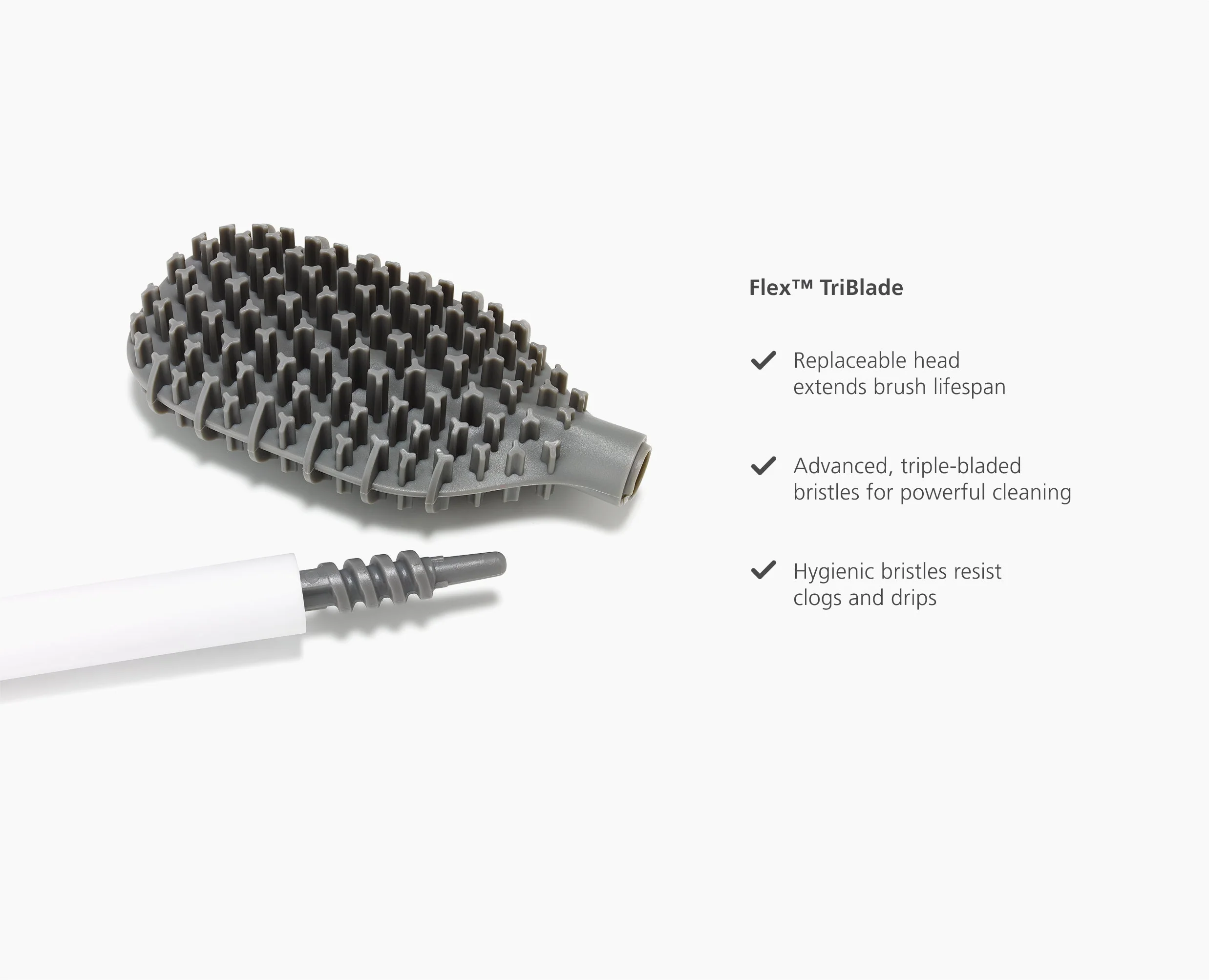 Flex™ TriBlade Pack of 2 Grey Replacement Toilet Brush Heads - Image 4