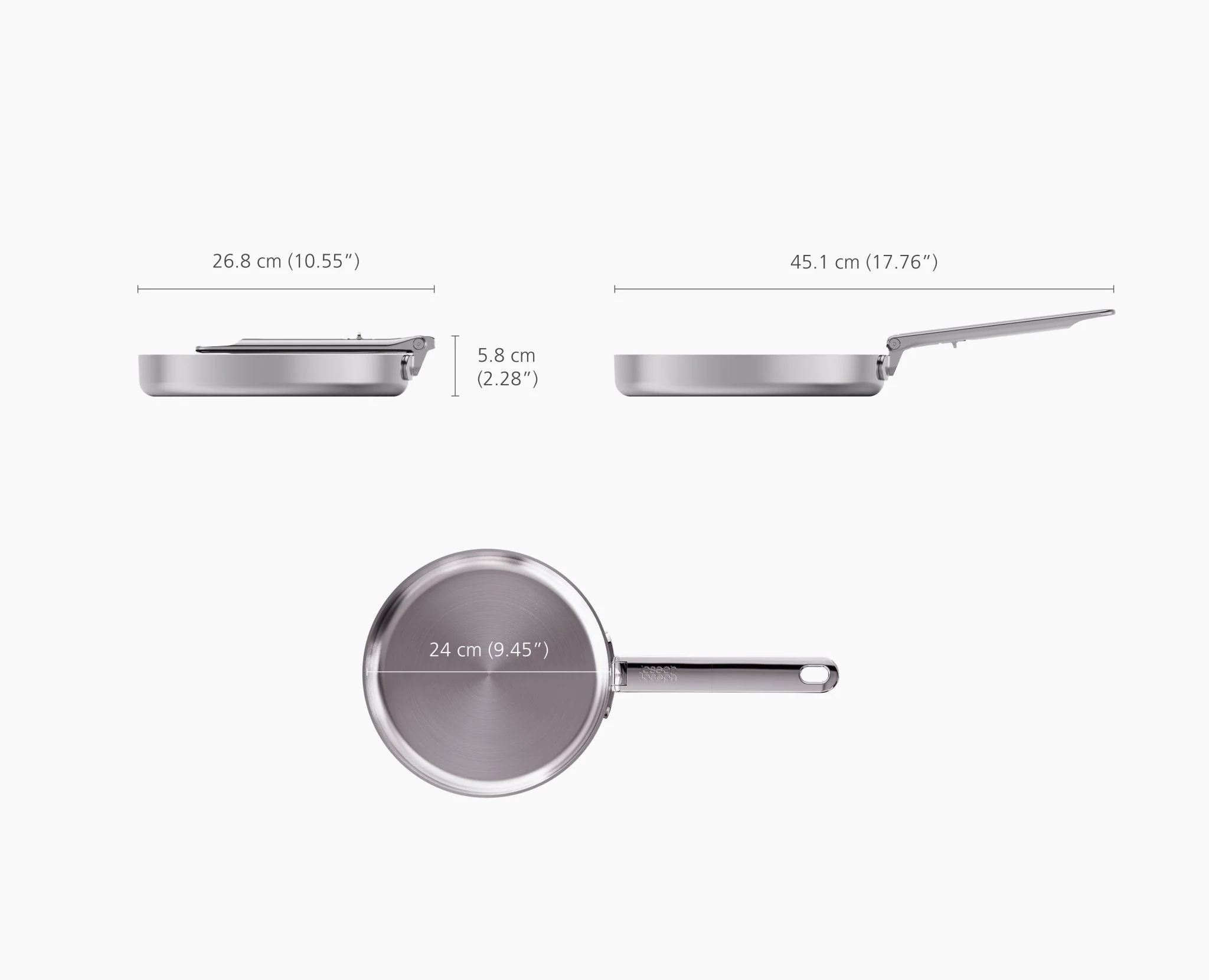 Space Steel Folding Handle 24cm Frying Pan - Image 6