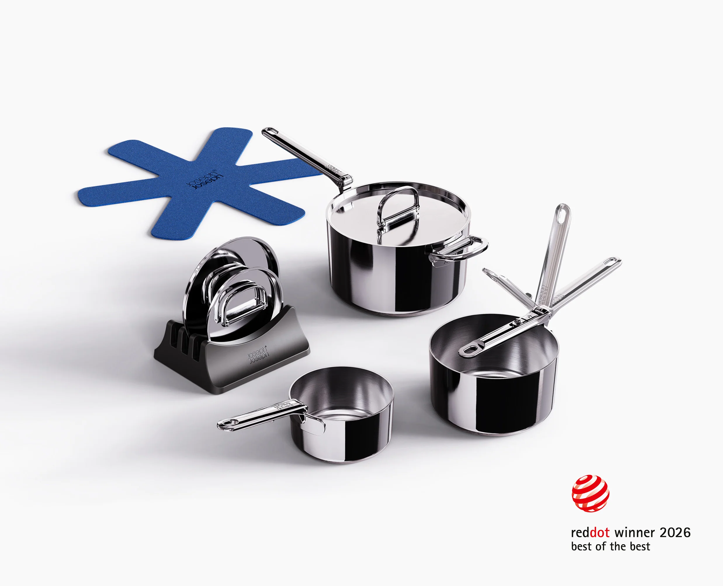 Space Steel Folding Handle 3-Piece Saucepan Set - Image 4