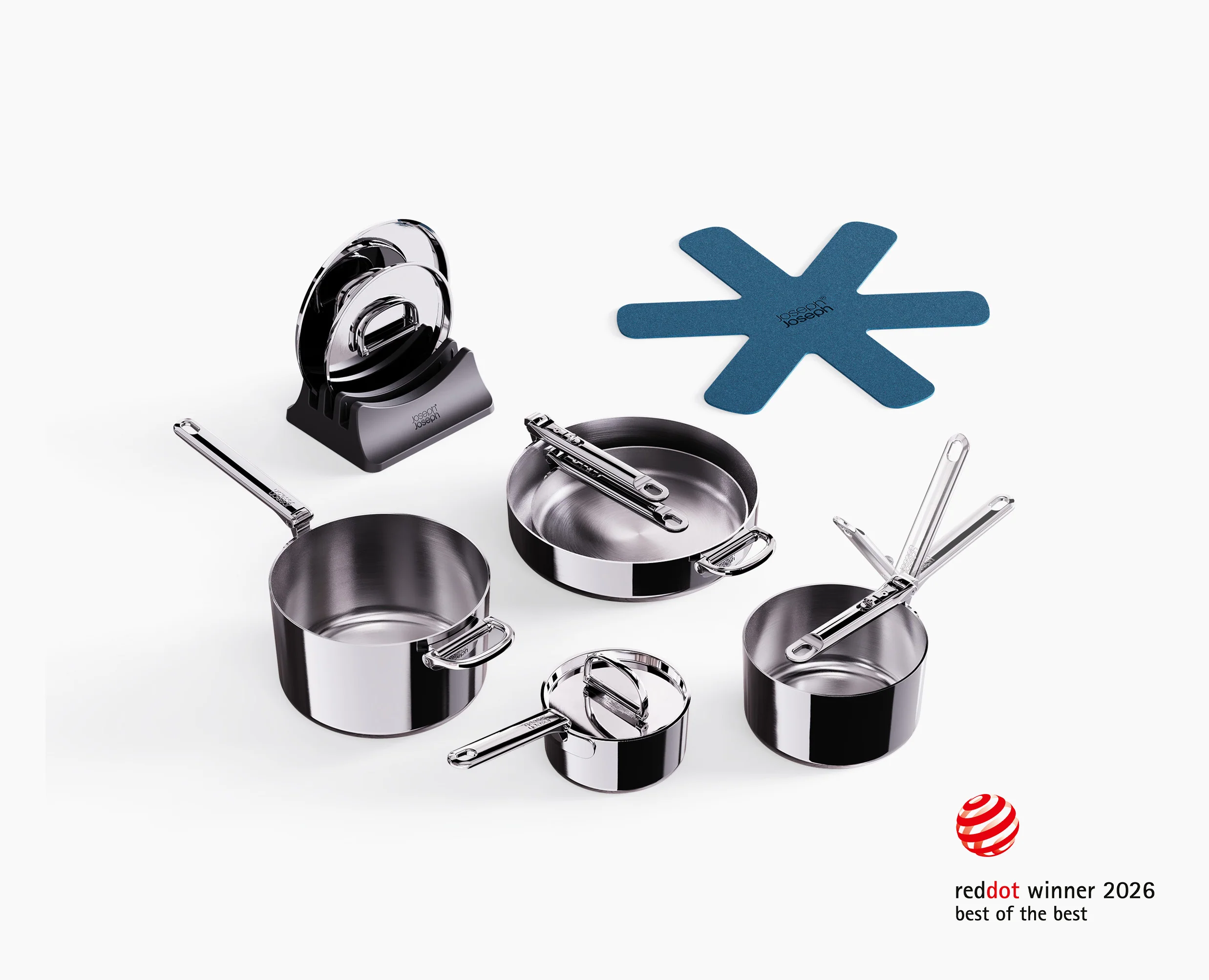 Space Steel Folding Handle 5-Piece Cookware Set - Image 4