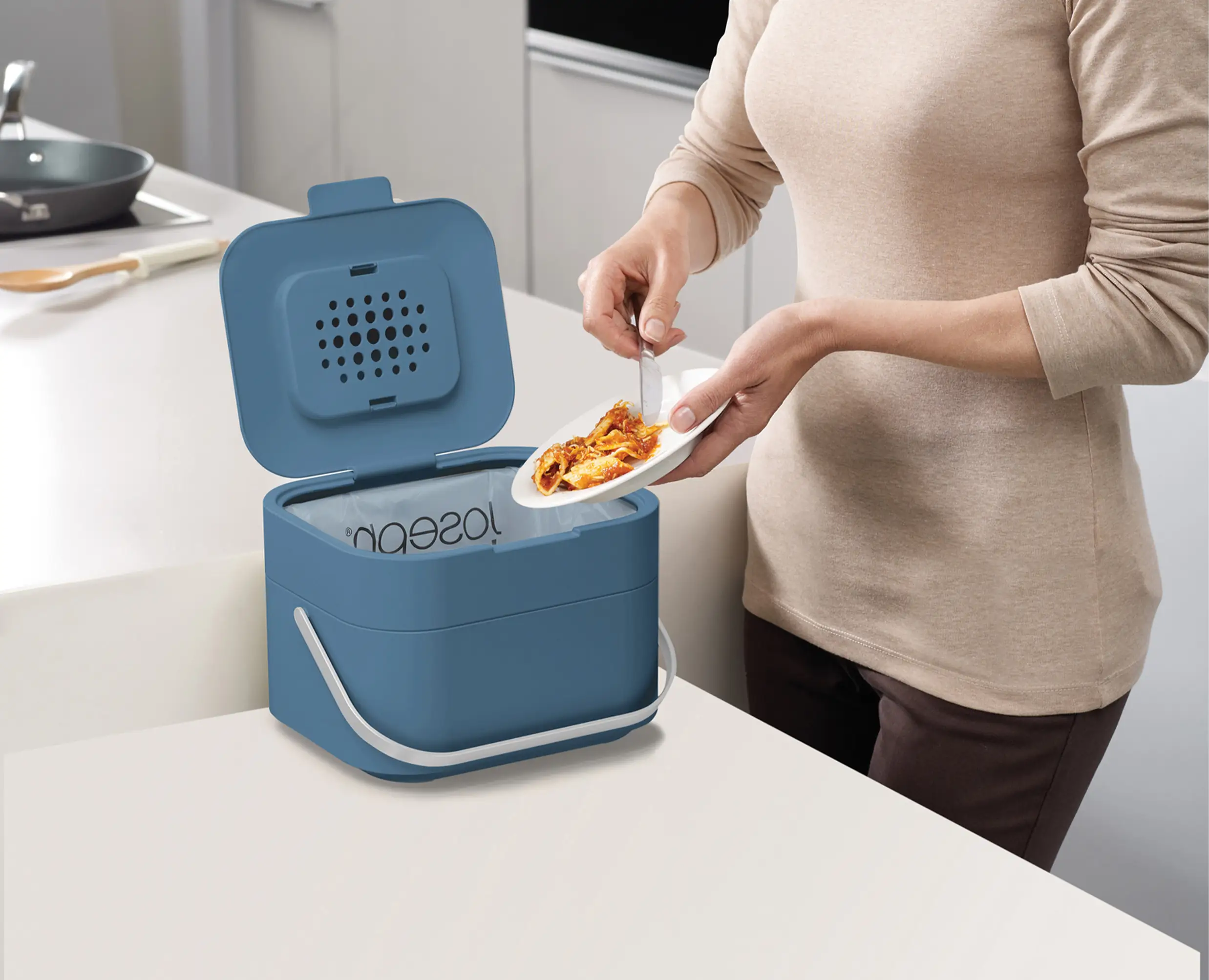 Stack 4L Blue Food Waste Caddy - Editions - Image 3